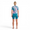 Atleta con el trisuit Activate de manga corta de Zone3 en turquesa y rosa, vista trasera, sobre fondo blanco