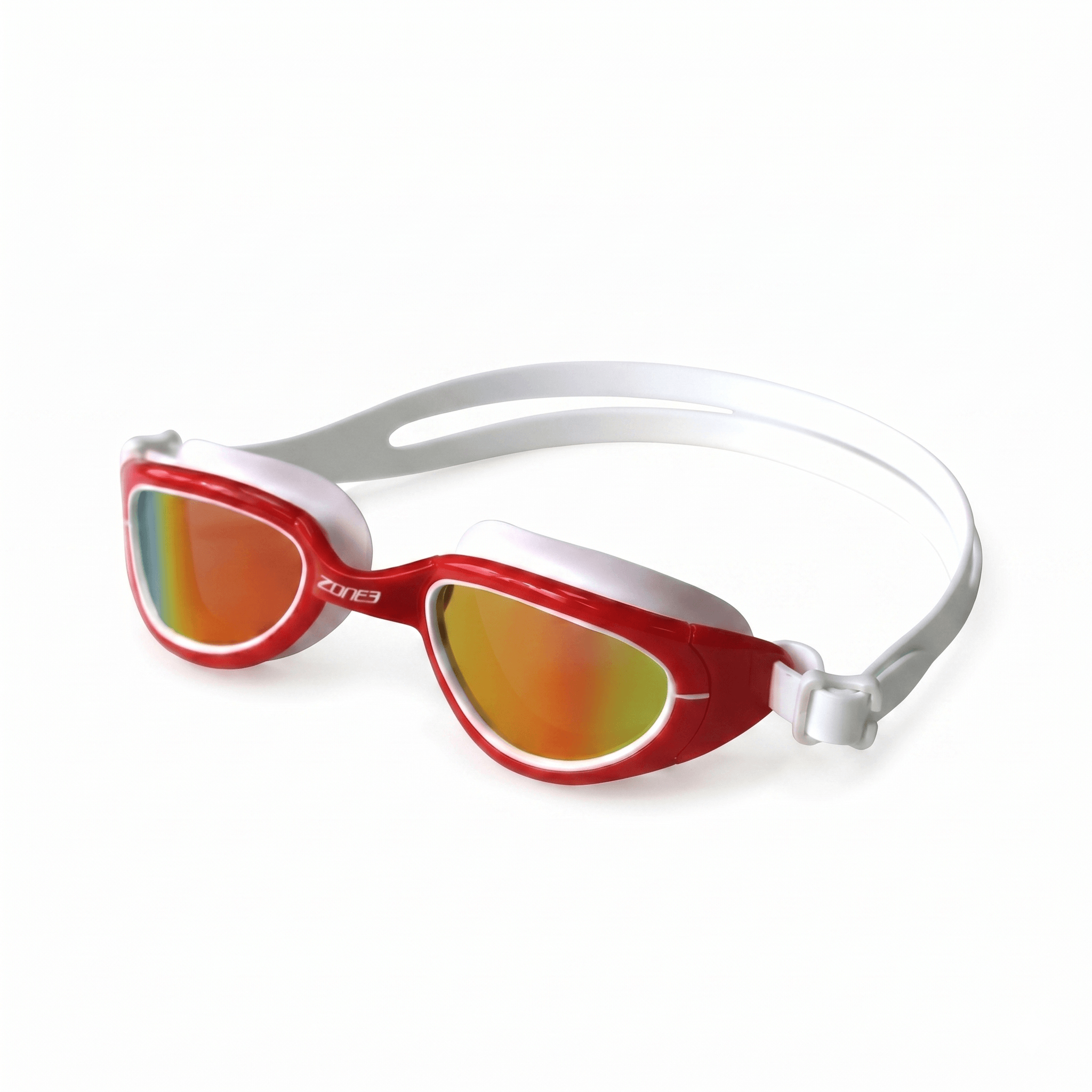 Gafas de Natación Attack en rojo y blanco sobre fondo blanco