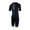 Vista trasera del trisuit Activate+ de manga corta para hombre de ZONE3 en negro, con el logotipo vertical degradado de ZONE3 y puños de manga en azul y amarillo.