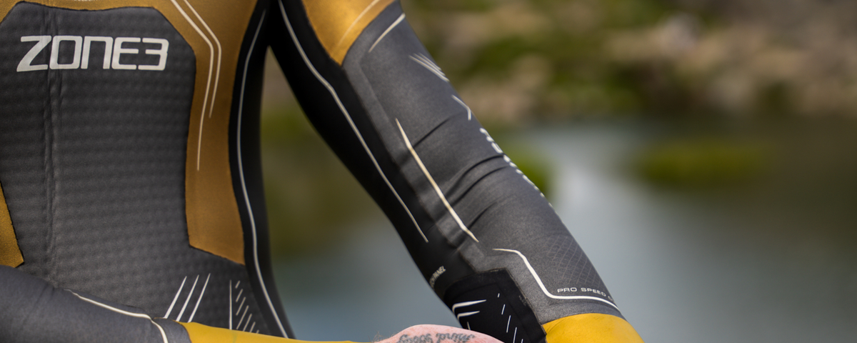close up of the wetsuit material top half