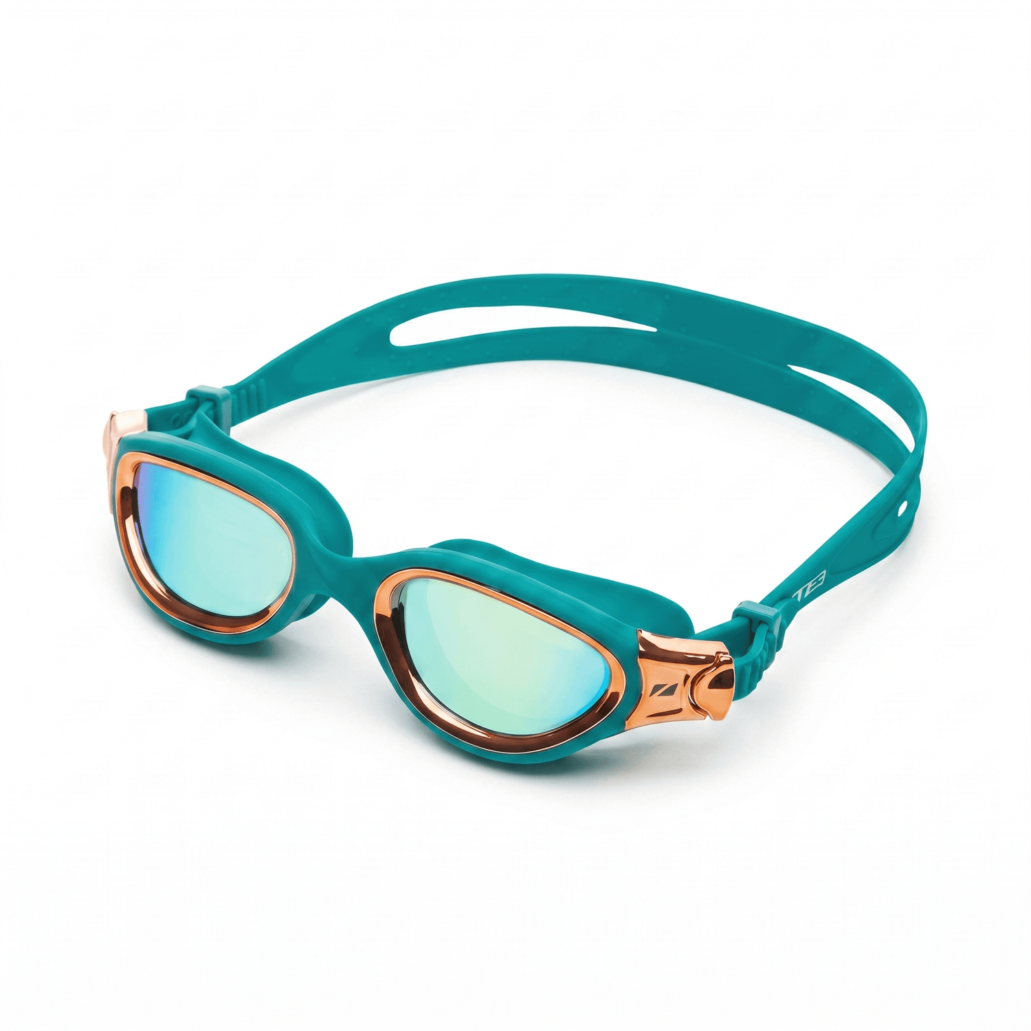 Gafas de Natación Venator-X en turquesa y cobre, sobre fondo blanco de estudio