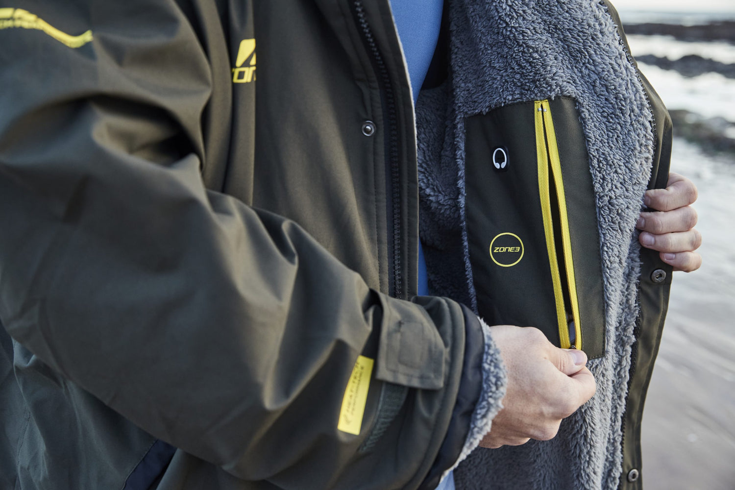 Parka con Forro Polar  Heat Tech Reciclada Khaki