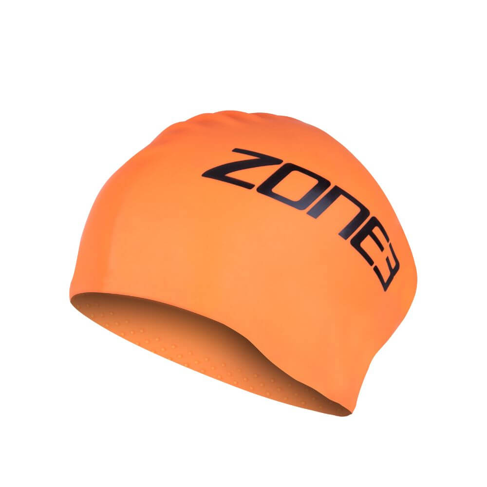 Gorro de natación de silicona para pelo largo, en naranja vibrante, ideal para nadadores con pelo largo, fabricado en silicona premium de 75g.